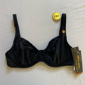 Simon Chang Black Bikini Top with Gold Detail Size 30D